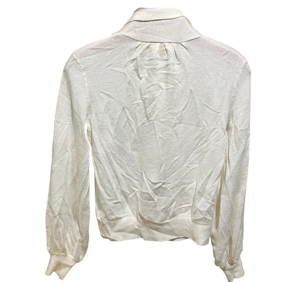 Anthropologie Moulinette Soeurs Elegant White Cream Wool Women's Blouse - Picture 10 of 14